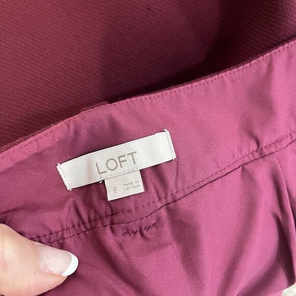 Ann Taylor Loft Skirt sz 8 Mulberry Wine Wool Knee A Line Pockets Career Casual - Picture 8 of 8